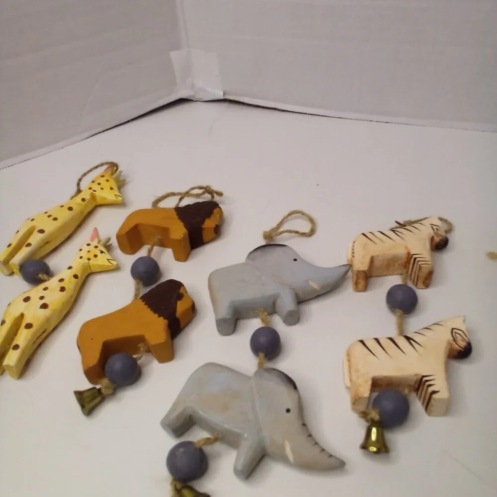 Vintage Wood Noah's Ark Decor Lot Bible Animals Hanging Figures